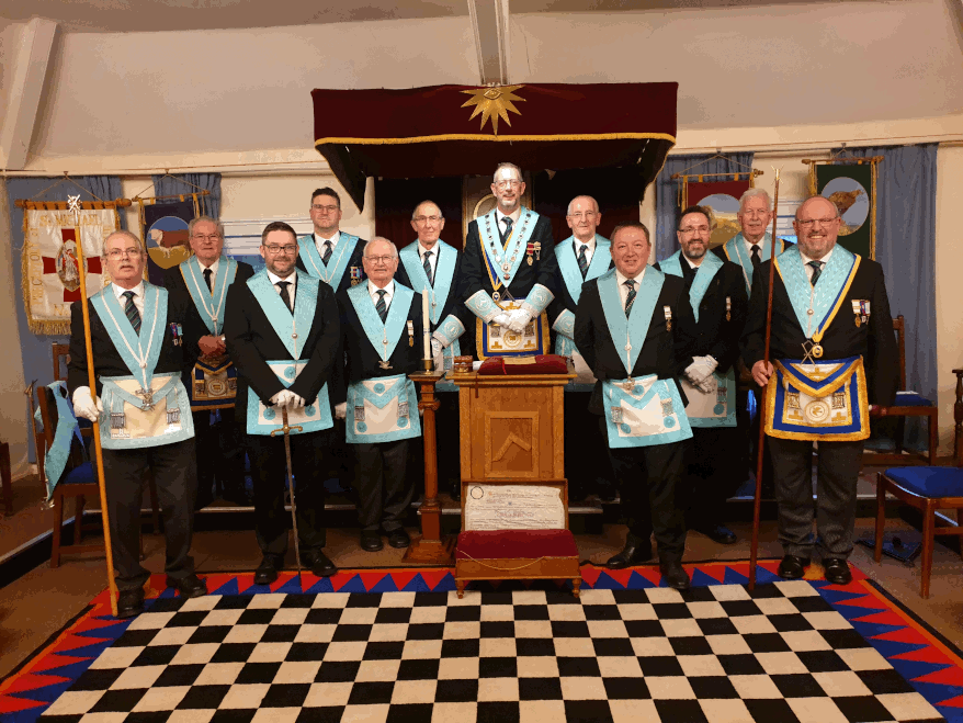 W.Bro. Tony Gould with his Brethren
